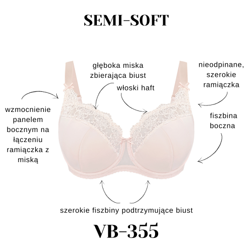 Biustonosz półusztywniany na bardzo duży biust Vena VB-355 MAX beżowy