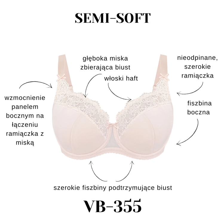 Biustonosz półusztywniany na bardzo duży biust Vena VB-355 MAX beżowy