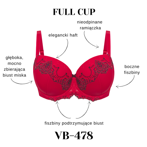 Biustonosz usztywniany z haftem Vena VB-478 czerwony