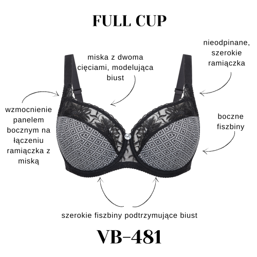 Biustonosz półusztywniany na duży biust Vena VB-481 czarny