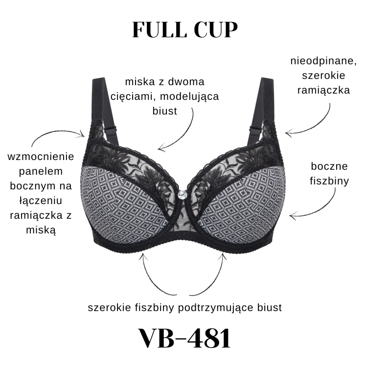 Biustonosz półusztywniany na duży biust Vena VB-481 czarny
