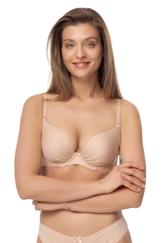 Biustonosz push-up gładki Mefemi Nipplex Lili beżowy