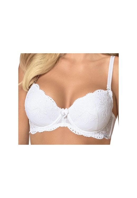 Biustonosz push-up z haftem Mefemi Nipplex Roksana biały – ujęcie 2