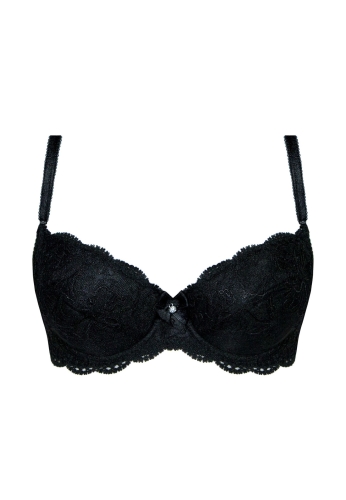 Biustonosz push-up z haftem Mefemi Nipplex Roksana czarny – ujęcie 2