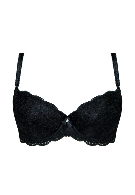 Biustonosz push-up z haftem Mefemi Nipplex Roksana czarny – ujęcie 2