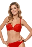 Biustonosz push-up koronkowy Mefemi Nipplex Bianca czerwony