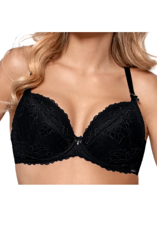 Biustonosz push-up koronkowy Mefemi Nipplex Bianca czarny – ujęcie 2