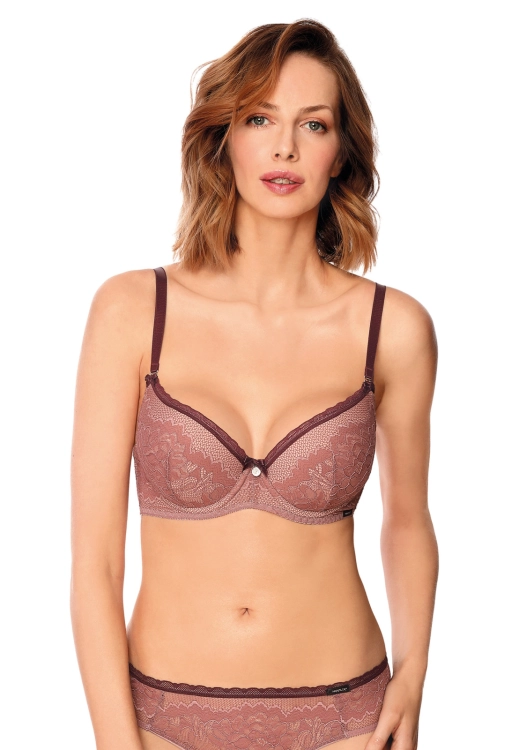 Biustonosz push-up koronkowy Mefemi Nipplex Zoe różowy