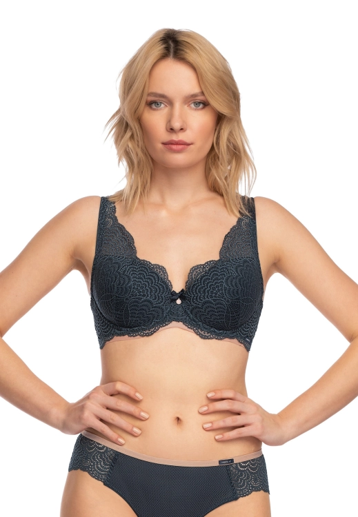 Biustonosz push-up Mefemi Nipplex Estera grafitowy