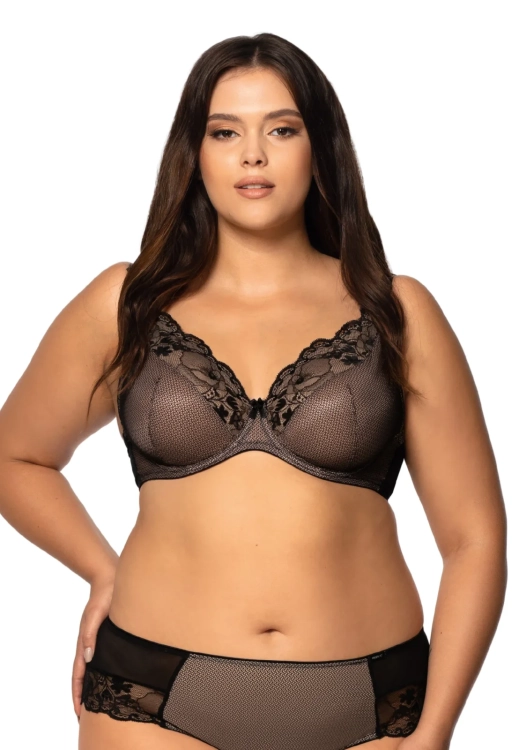 Biustonosz braletka miękka Mefemi Nipplex Estera czarny-beż