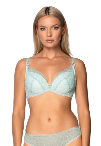 Biustonosz push-up koronkowy Mefemi Nipplex Leocadia aqua
