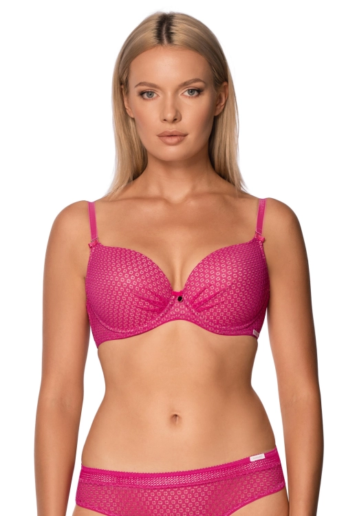 Biustonosz push-up koronkowy Mefemi Nipplex Matilda fuksja