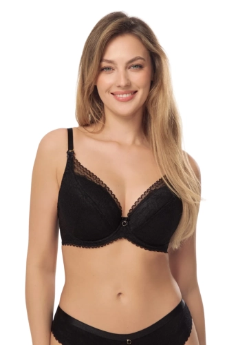 Biustonosz push-up koronkowy Mefemi Nipplex Elisabeth czarny