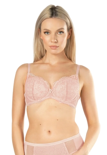 Biustonosz push-up koronkowy Mefemi Nipplex Victoria różowy