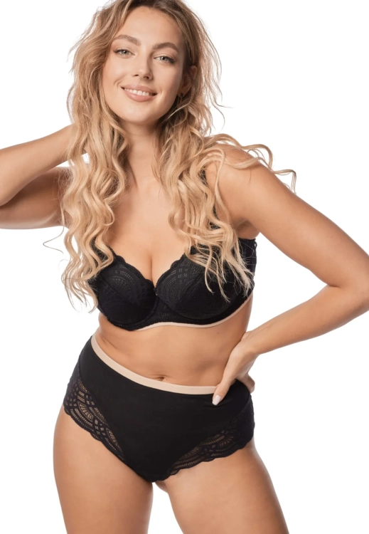Biustonosz push-up koronkowy Mefemi Nipplex Daria czarny – ujęcie 2