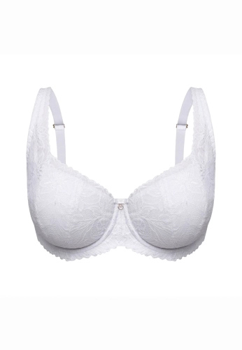 Biustonosz push-up na duży biust koronkowy Mefemi Nipplex Laura biały – ujęcie 2