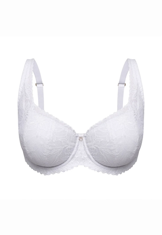 Biustonosz push-up na duży biust koronkowy Mefemi Nipplex Laura biały – ujęcie 2
