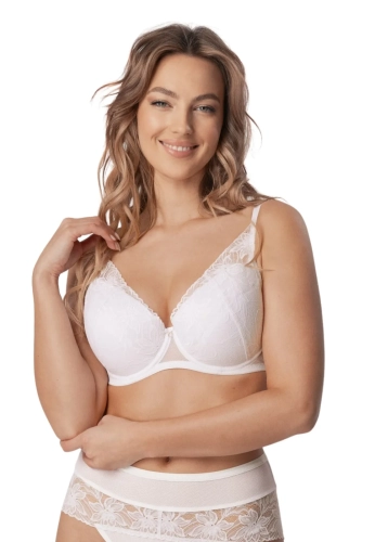 Biustonosz push-up koronkowy Mefemi Nipplex Laura biały