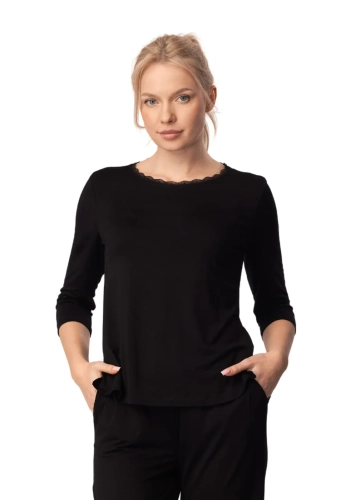 Bluzka wiskozowa z rękawem 3/4 Mefemi Nipplex Margot czarny