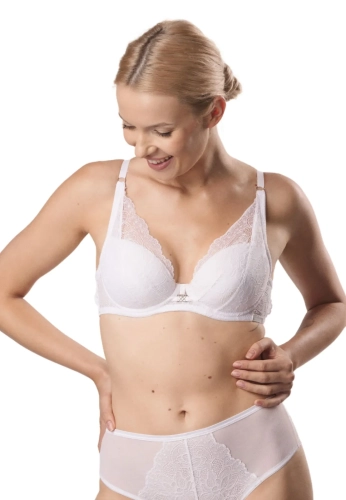 Biustonosz push-up koronkowy Mefemi Nipplex Abia biały