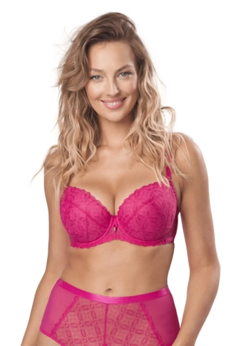 Biustonosz push-up koronkowy Mefemi Nipplex Agnese fuksja