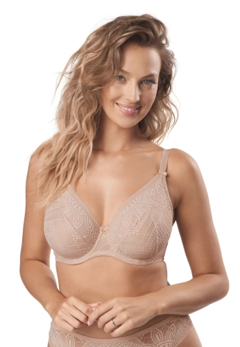 Biustonosz braletka miękka koronkowy Mefemi Nipplex Desire cappuccino