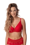 Biustonosz push-up koronkowy Mefemi Nipplex Laura czerwony