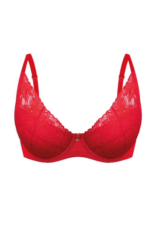 Biustonosz push-up koronkowy Mefemi Nipplex Laura czerwony – ujęcie 2