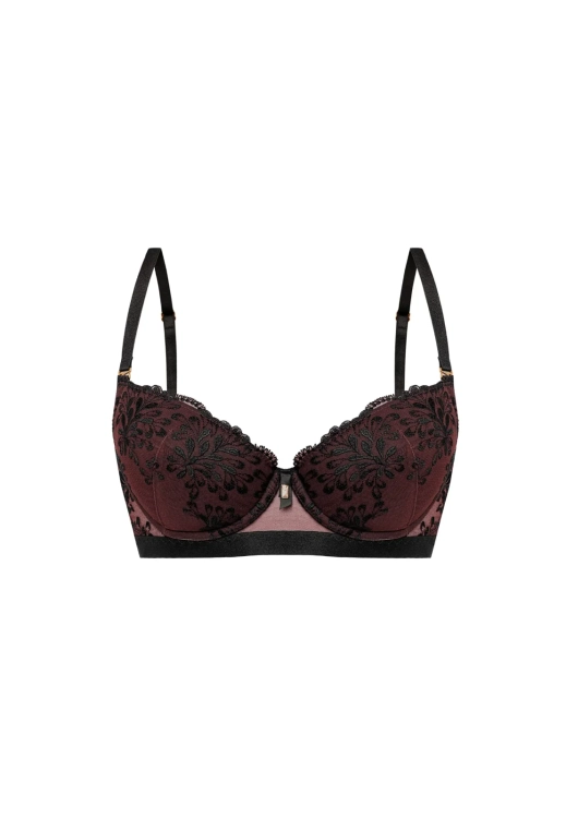 Biustonosz push-up z haftem Mefemi Nipplex Teofile brązowy – ujęcie 2