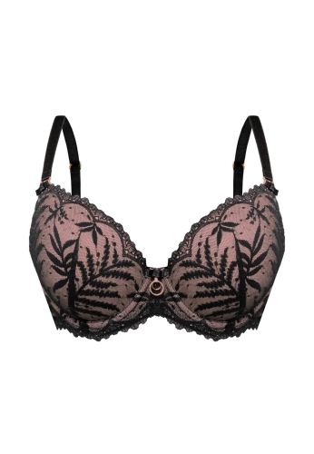 Biustonosz push-up koronkowy Mefemi Nipplex Theo czarno-różowy – ujęcie 2