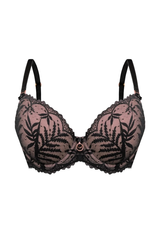Biustonosz push-up koronkowy Mefemi Nipplex Theo czarno-różowy – ujęcie 2