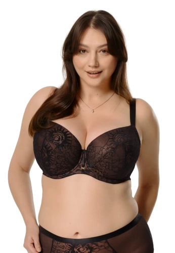 Biustonosz usztywniany na duży biust Mefemi Nipplex Vanessa czarno-złoty
