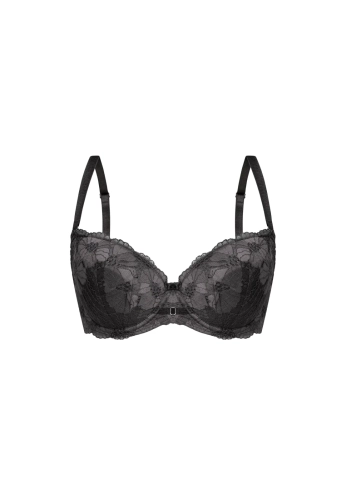 Biustonosz push-up koronkowy Mefemi Nipplex Violette grafitowy – ujęcie 2