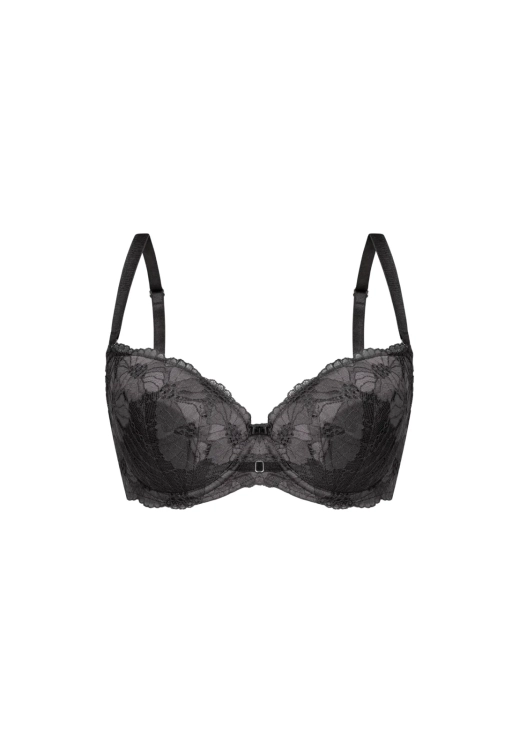 Biustonosz push-up koronkowy Mefemi Nipplex Violette grafitowy – ujęcie 2