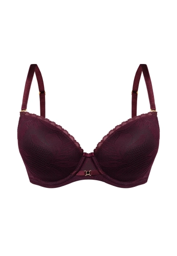 Biustonosz push-up koronkowy Mefemi Nipplex Viviene burgundowy – ujęcie 2