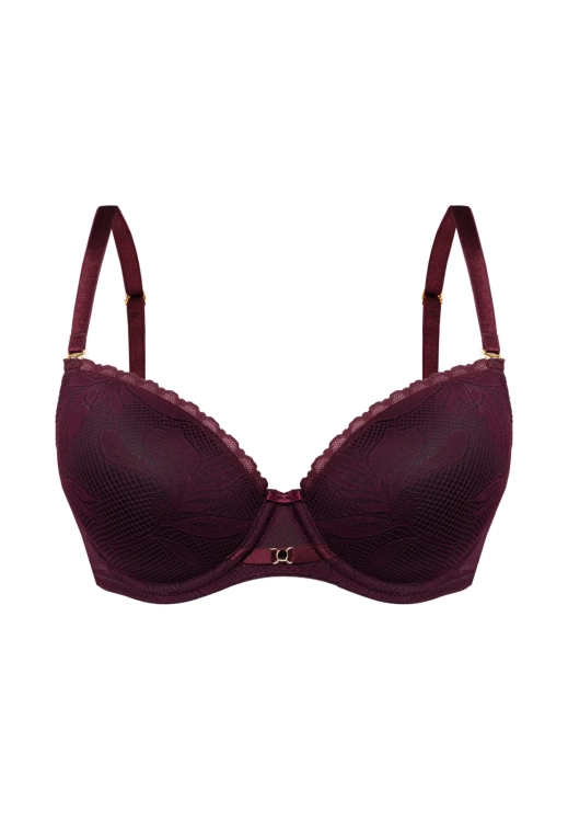 Biustonosz push-up koronkowy Mefemi Nipplex Viviene burgundowy – ujęcie 2