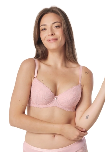 Biustonosz push-up koronkowy Mefemi Nipplex Petra różowy