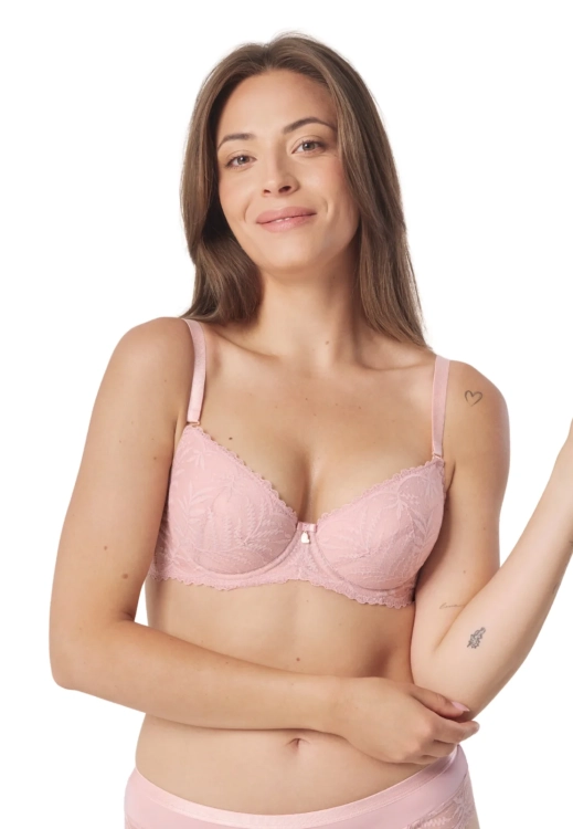 Biustonosz push-up koronkowy Mefemi Nipplex Petra różowy
