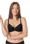 Biustonosz push-up koronkowy Mefemi Nipplex Petra czarny