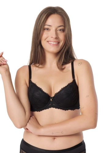 Biustonosz push-up koronkowy Mefemi Nipplex Petra czarny