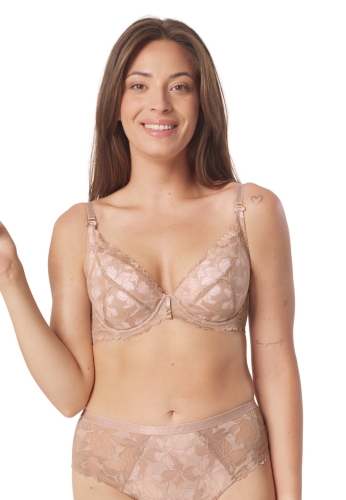 Biustonosz push-up koronkowy Mefemi Nipplex Nike mokka