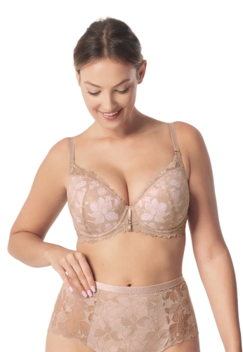 Biustonosz push-up formowany koronkowy Mefemi Nipplex Nike mokka