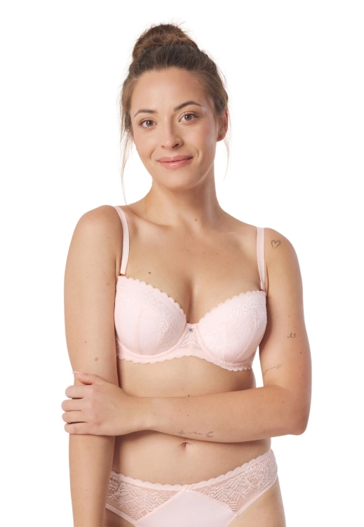 Biustonosz push-up koronkowy Mefemi Nipplex Noemi różowy