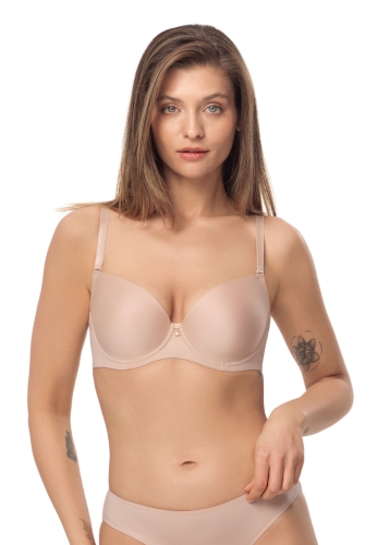 Biustonosz push-up gładki Mefemi Nipplex Nina cappuccino