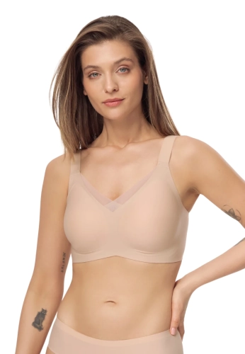Biustonosz bez fiszbin gładki Mefemi Nipplex Sophia beżowy