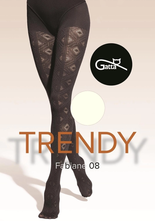 Rajstopy wzorzyste 40 DEN Gatta Trendy Fabiane wz.08 vinaccia – ujęcie 3