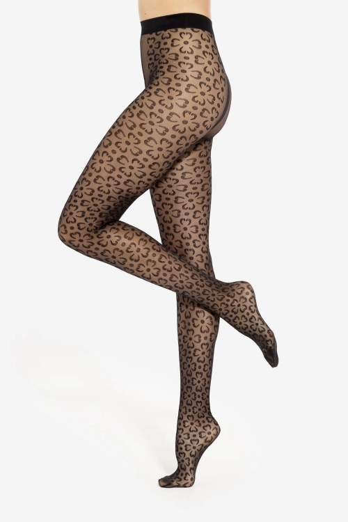 Rajstopy wzorzyste 20 DEN Gatta Trendy Daisy wz.03 nero – ujęcie 3