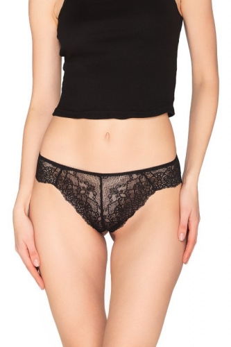 Stringi koronkowe Babell BBL 160 czarne